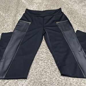 Black Pants with Faux Leather Accents
